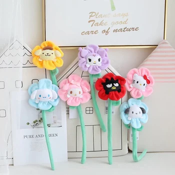 Sanrio Hello Kitty Flower Плюшевая игрушка My Melody Аниме Мультяшная Плюшевая Кукла Cinnamoroll Kuromi Подарок для детей Kawaii