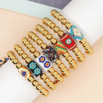 Y2K Summer Jewellry Водонепроницаемый Позолоченный браслет-цепочка из бисера, браслеты с подвесками в богемном стиле для женщин, подарки для девочек-подростков