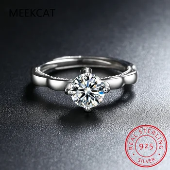 Обручальные кольца с муассанитом для женщин, круглые бриллианты весом 1 карат и 2 карата, обручальное кольцо из стерлингового серебра 925 пробы, изысканные ювелирные изделия