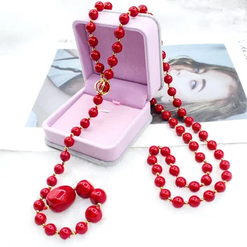 бренд подлинной роскоши, настоящие драгоценности, новая ярко-красная цепочка для свитера с жемчугом east gate shell из Южной Кореи, роскошное модное ожерелье ins je