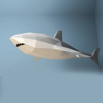 1,3-метровая Бумажная модель Акулы 3D DIY Animal Papercraft Низкополигональные Игрушки ручной работы для украшения стен в детской комнате