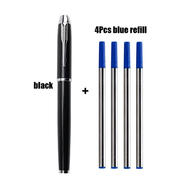 1 + 4шт Офисная Школьная Шариковая ручка Металлическая Ручка Роскошный Набор металлических гелевых ручек и заправок Подарочный 0,5 мм Сине-черная ручка-роллер