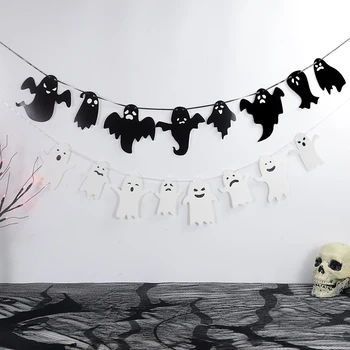 1 комплект украшений для тематической вечеринки в честь Хэллоуина, флаг с черепом, тыква, Призрачный Паук, баннер, принадлежности для украшения вечеринки в честь Хэллоуина