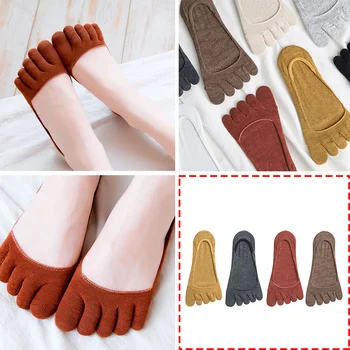 1 пара женских носков с пятью пальцами, весенне-летние и осенние модные короткие женские носки-лодочки из хлопка с пятью пальцами
