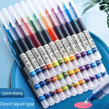 10 Цветов Прямая жидкая Гелевая Ручка Быстросохнущие Цветные Гелевые Ручки Большой емкости 0,5 мм Ручки-Роллеры Школьные офисные Канцелярские Принадлежности