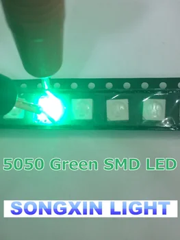 100шт 5050 SMD Зеленый PLCC-6 3-ЧИПОВЫЙ 9000 МКД Ультра Яркий светодиодный Высококачественный светодиод 5050 Зеленый светодиодный 5050 Диодов