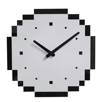 12-дюймовые простые настенные часы American Modern Simple Art Часы для спальни, гостиной, дома в скандинавском стиле, пиксельная Индивидуальность, Креативность