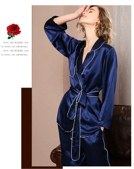 19 мм 100% Шелковая Пижама Тутового Цвета, Роскошный Модный Синий Новый Пижамный Комплект Из двух предметов, Летняя Зимняя 100% Шелковая Пижама Для Женщин