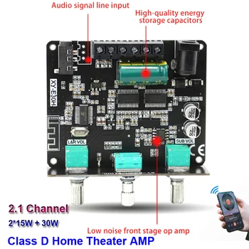 2 * 15 Вт + 30 Вт Плата Усилителя Мощности Bluetooth 2,1-Канальный Сабвуфер HiFi Класса D Домашний Кинотеатр Аудио Стерео Эквалайзер AUX Amp