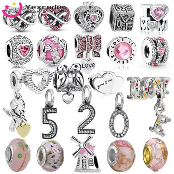 2 шт./лот, Розовый браслет из бисера 520, Женские модные аксессуары для кастрюль, женские браслеты с подвеской в виде сердца, ювелирные изделия