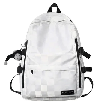 2022 Модный женский студенческий рюкзак в клетку для путешествий, мужская Женская сумка для книг, Женский рюкзак для ноутбука, школьные сумки с решеткой для мальчиков и девочек