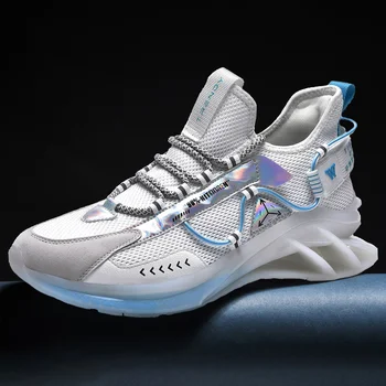 2022 Мужские кроссовки, повседневная обувь для бега, теннисная сетка, Дышащая Удобная Вулканизированная обувь, нескользящая эластичная модная мужская обувь