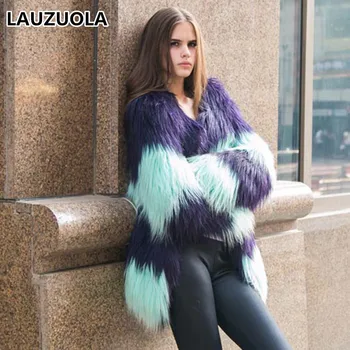 2022 Новая Зимняя Модная Уличная одежда, женская полосатая шуба из искусственного лисьего меха, женский пушистый кардиган с длинным рукавом, верхняя куртка
