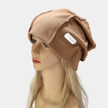2023 Металлический стандартный головной убор-пуловер, женская шапка, однотонная осенне-зимняя теплая шапка для защиты ушей, мужская универсальная модная шапка