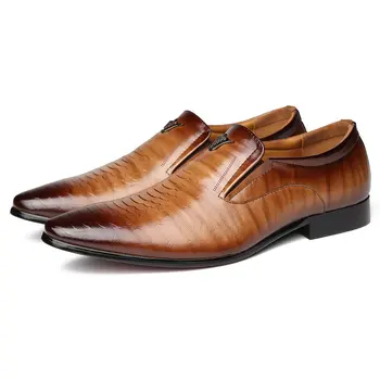 2023 Мужские модельные туфли в стиле ретро, Высококачественная деловая обувь из искусственной кожи на шнуровке, Официальная обувь для свадебной вечеринки большого размера