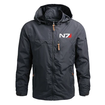 2023 Новая демисезонная куртка-ветровка N7 с логотипом Mass Effect, Однотонная куртка-ветровка на молнии, мужские Свободные ветрозащитные солнцезащитные пальто с капюшоном