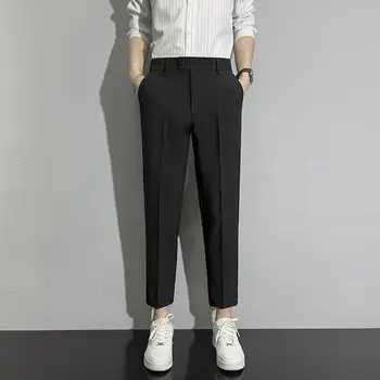 2023 Новые модные Весенне-летние брюки Мужские Брюки высокого качества в корейском стиле, однотонные Мужские повседневные брюки на пуговицах I75