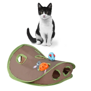 2023NEW Милый домашний кот, Интерактивная игра в прятки, 9-луночный туннель, разведывательная игрушка для охоты на крыс, Складная игрушка для прятки домашних животных