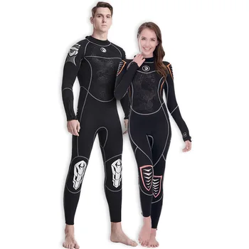 3 мм Неопреновый черный гидрокостюм для мужчин и женщин, водолазный костюм с длинным рукавом, цельный парный гидрокостюм для серфинга, сноркелинга