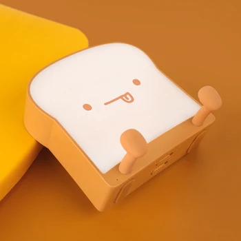 3D Тостовый хлеб Мультяшные светодиодные ночники Мягкие Силиконовые Телефонные Стенты Спальная Лампа Игрушка для снятия стресса Декор стола в спальне для дома