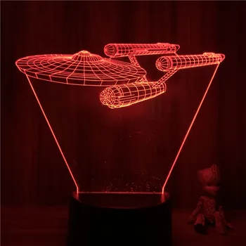 3D ночник Аниме Американский Супергерой Космический корабль Фигурка 7 Цветов Сенсорная Оптическая иллюзия Лампа Декор Модель
