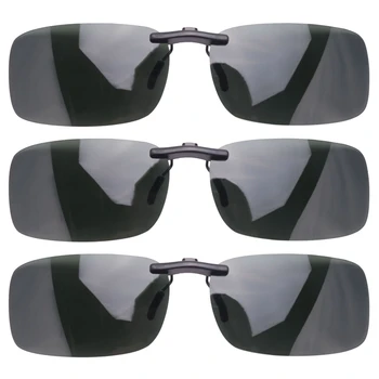 3X Солнцезащитные очки с прозрачными темно-зелеными поляризованными линзами унисекс, очки с клипсами