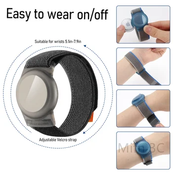 4 Упаковки браслета для Airtag Kids, нейлоновый браслет для AirTag, защита от потери GPS-трекера, держатель с защитным чехлом, регулируемый ремешок