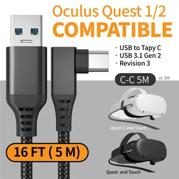 5 М Высокоскоростной Кабель для Передачи данных USB 3.0 Type C, Проводной Адаптер для Гарнитуры Oculus Quest Link VR, Быстрая Зарядка от USB-A до Кабеля Type-C.
