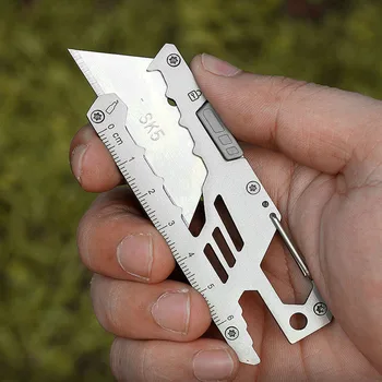 5 шт. лезвий, мини-нож, Выдвижной резак для бумажных коробок, карманный нож EDC DIY из нержавеющей стали, многоцелевые гаджеты для кемпинга