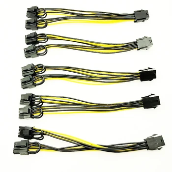 5ШТ PCI-E от 6-контактного до двойного 6 + 2-контактного (6-контактный/8-контактный) кабеля разветвителя питания Видеокарта PCIE PCI Express от 6-контактного до двойного 8-контактного кабеля питания