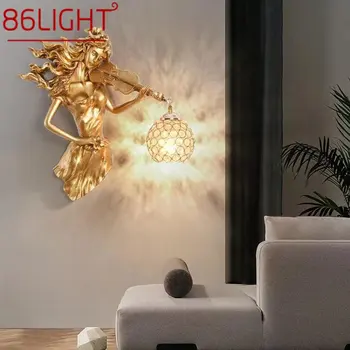 86LIGHT, современный светодиодный золотой настенный светильник, креативный винтажный бра из смолы для дома, гостиной, спальни, коридора
