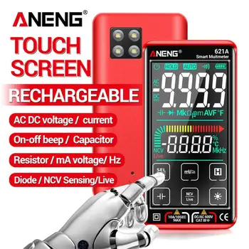 ANENG 621A Умный Цифровой Мультиметр С Сенсорным Экраном USB зарядка 9999 Отсчетов True RMS Автоматический Диапазон Вольтметр Измеритель температуры