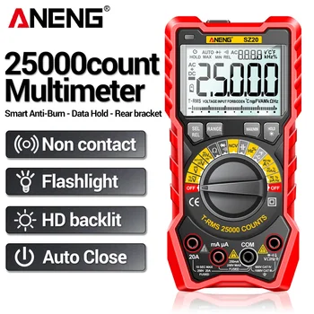 ANENG SZ20 Цифровой Профессиональный Мультиметр 25000 Отсчетов Электрический Тестер Переменного/Постоянного Тока Измеритель Напряжения для Автомобильного Омного Конденсатора Температуры