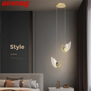 AOSONG Nordic Креативный Лебедь Подвесной светильник Люстра Подвесной светильник Современный светильник для гостиной Столовой