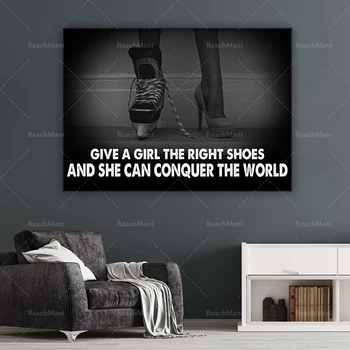 Affiche de hockey donner à une fille les bonnes chaussures et elle peut conquérir l’affiche mondiale home living décor affiche
