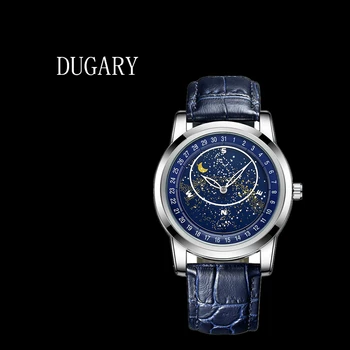 DUGARY романтическое звездное небо кварцевые часы водонепроницаемые светящиеся 42 мм модные деловые наручные часы с кожаным ремешком Relogio Masculino
