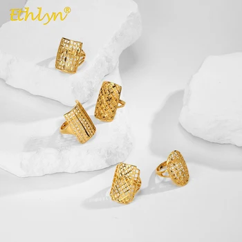 Ethlyn в Дубайском стиле Золотого цвета, женское большое роскошное обручальное кольцо, Свадебные подарки для женщин MY742