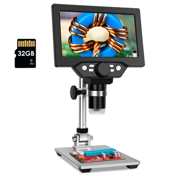 G1200 Заряжаемый USB Цифровой Микроскоп 12MP 7-дюймовый ЖК-дисплей с Большим Цветным Экраном 1-1200X Увеличитель Непрерывного Усиления