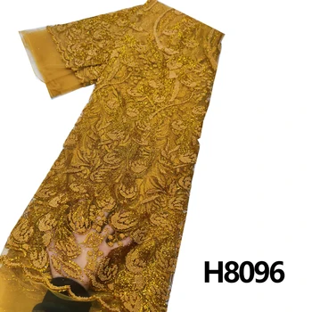 HFX 2023 Роскошная кружевная ткань из бисера Дубай Ручная вышивка тюля кружевной тканью Африканская Нигерийская ткань для шитья 5 размеров