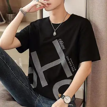 J0915, летняя новая мужская футболка с короткими рукавами и круглым вырезом в американском стиле.