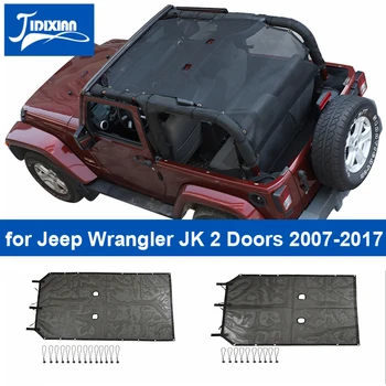 JIDIXIAN для Jeep Wrangler JK 2 Двери 2007-2017 Передняя Дверь Автомобиля Сетка На Крыше Верхняя Крышка Солнцезащитного Козырька УФ-Изолированная Сетка Автомобильные Аксессуары