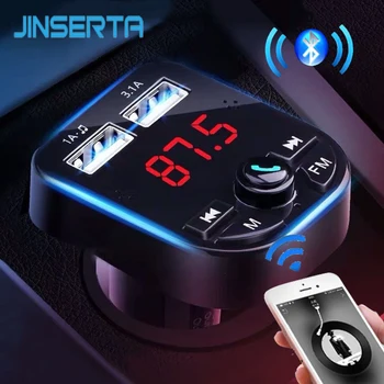 JINSERTA Автомобильный Bluetooth 5.0 Громкой связи FM-передатчик ЖК-MP3-плеер 3.1A USB Зарядное устройство Поддержка TF/U Диска Автомобильные аксессуары