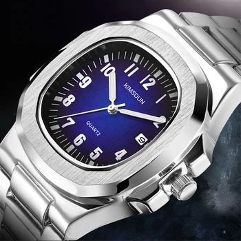 KIMSDUN Классические серебряные мужские часы Лучший бренд класса Люкс Квадратные Водонепроницаемые Стальные кварцевые мужские наручные часы Relogio Masculino 2023