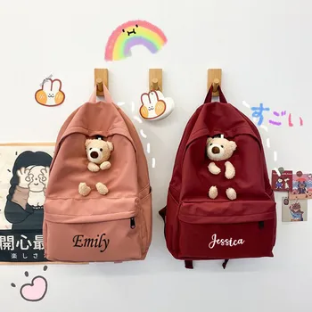 Kawaii Персонализированный рюкзак с медведем, школьная сумка на заказ, рюкзак большой емкости, рюкзак на каждый день, подарок для дочери, рюкзак на каждый день