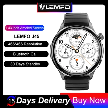 LEMFO Смарт-часы Amoled Экран Bluetooth Вызов Смарт-часы Мужские 2023 100 + Циферблаты Спортивных режимов 1,43 Дюйма 466 * 466 Срок службы 30 дней