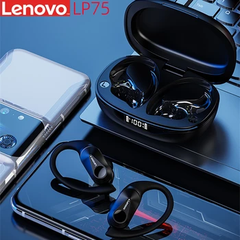 Lenovo LP75 True Wireless Спортивная Bluetooth-гарнитура шумоподавление в ухе Спортивный игровой ушной крючок типа Super long Endurance Earphon