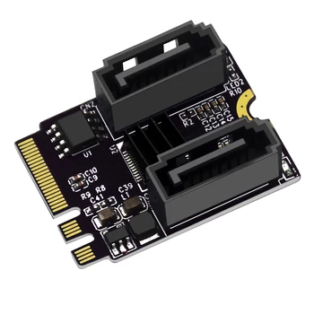 M.2 к SATA Адаптер WiFi M.2 Ключ A + E к 2 Портам SATA3.0 Карта расширения Riser SATA3 6Gb M2 2230 PCIE3.0 Пропускная способность для SATA SSD HDD