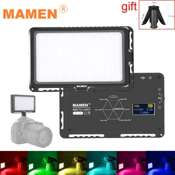 MAMEN RGB Dimmable 72 Светодиода Портативная Светодиодная лампа Для Видеосъемки Pocke Fill Lighting 4000 мАч для DSLR Камеры Фотостудийной Съемки