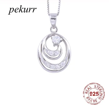 Pekurr, Серебро 925 пробы, Циркон, круглые ожерелья с волнистой дугой, подвески с геометрическим рисунком, модные украшения