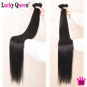 Queen Hair 34 36 38 40-Дюймовые пучки Малазийских прямых человеческих волос Плетение Длинных натуральных волос для наращивания 1/3/4 пучка